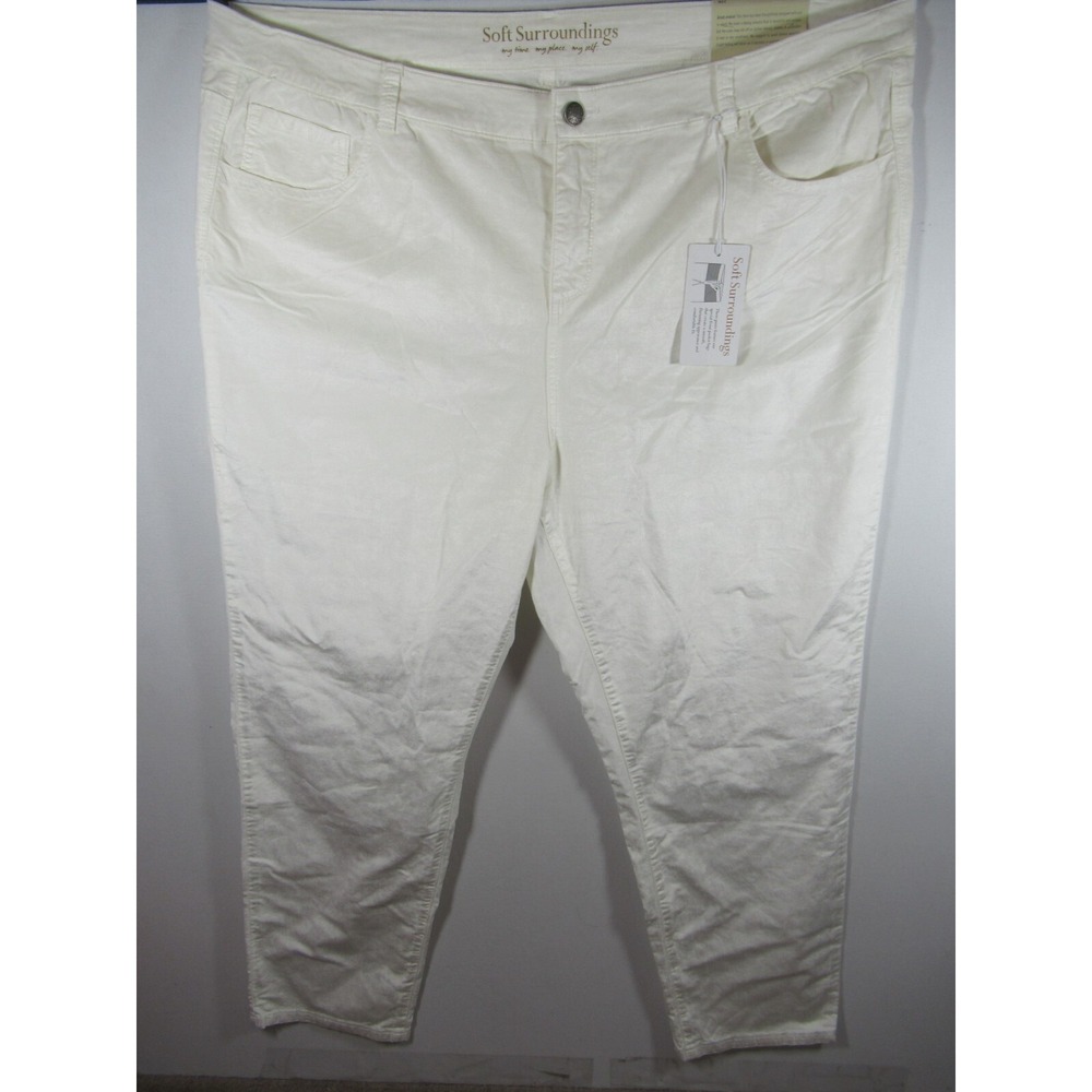 NEW Soft Surroundings Velour Pants Plus Size 24W White Straight Leg Ankle Velvet